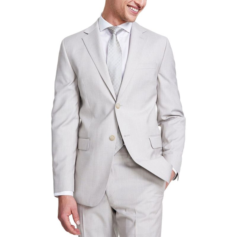 Dkny Mens Modern-Fit High Performance Neat Suit Jacket 36 Regular Natural - Nwt